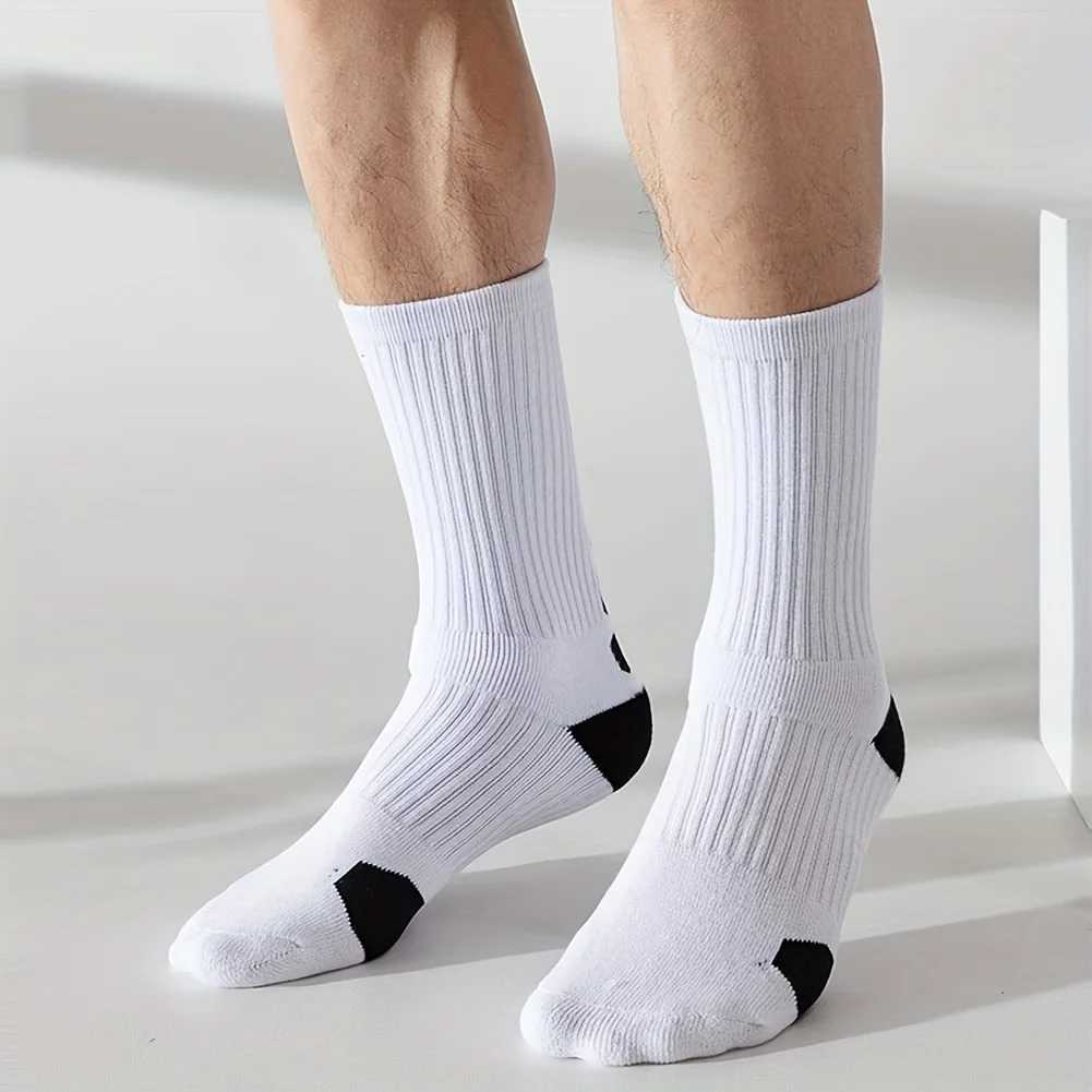 3Pairs Men Cotton Middle Tube Socks Soft Shock-Absorbing Breathable Sports Sock Comfortable High Quality Fashion Casual Male SoxT250307