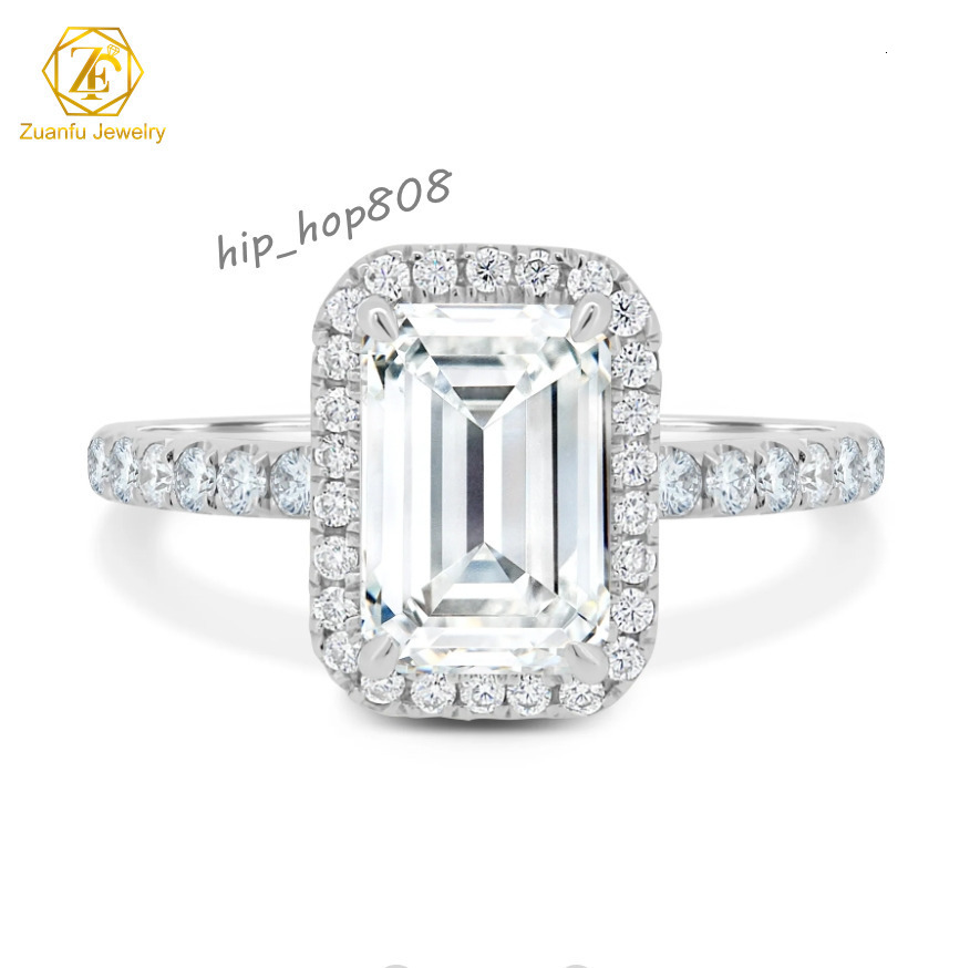 GIA IGI Certified CVD HPHT Lab Grown 3CT Emerald Engagement Ring 14K/18K Solid Gold/White Gold Rings for Women/Men