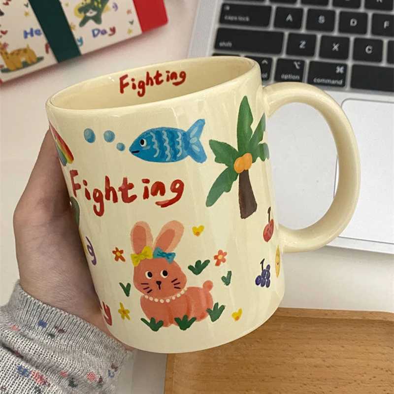 450ml Cute Bear Ceramic Cup Fun And Novel Gift For Ladies And Girls Coffee Cup Drinking Water Cup Y250307