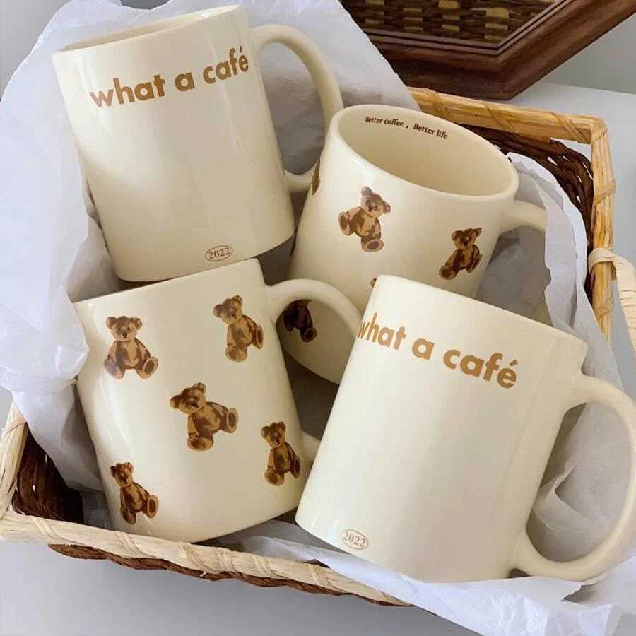 450ml Cute Bear Ceramic Cup Fun And Novel Gift For Ladies And Girls Coffee Cup Drinking Water Cup Y250307