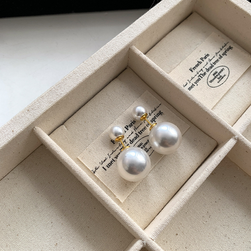 Grey White Double Sided Pearl Earrings for Women Small Unique Earrings and Accessories for a Touch of Elegance