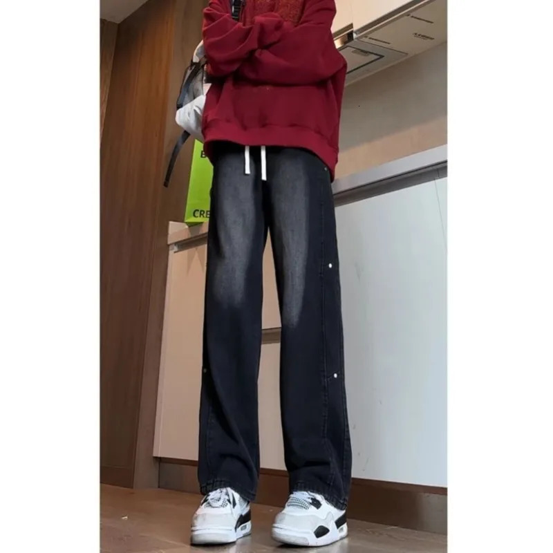 Mens Pants Y2k Casual Male Jeans Pants Streetwear Denim Shorts Jean Mens Trousers Wide Leg Jeans Baggy Man Clothing Flared 250305
