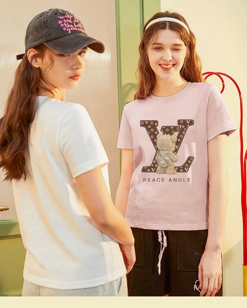 Women's T-Shirt Bear High Strt Trendy Brand Loose Fat T-shirt American Short-slved Womens Short-slved Cotton Casual Trip Top Y250307CRP8