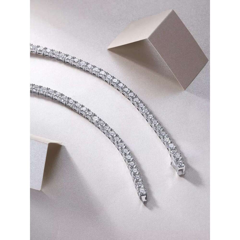 Mens Tennis Fashion White Gold 4m Sterg Sier Vs Moissanite Dia k Necklace