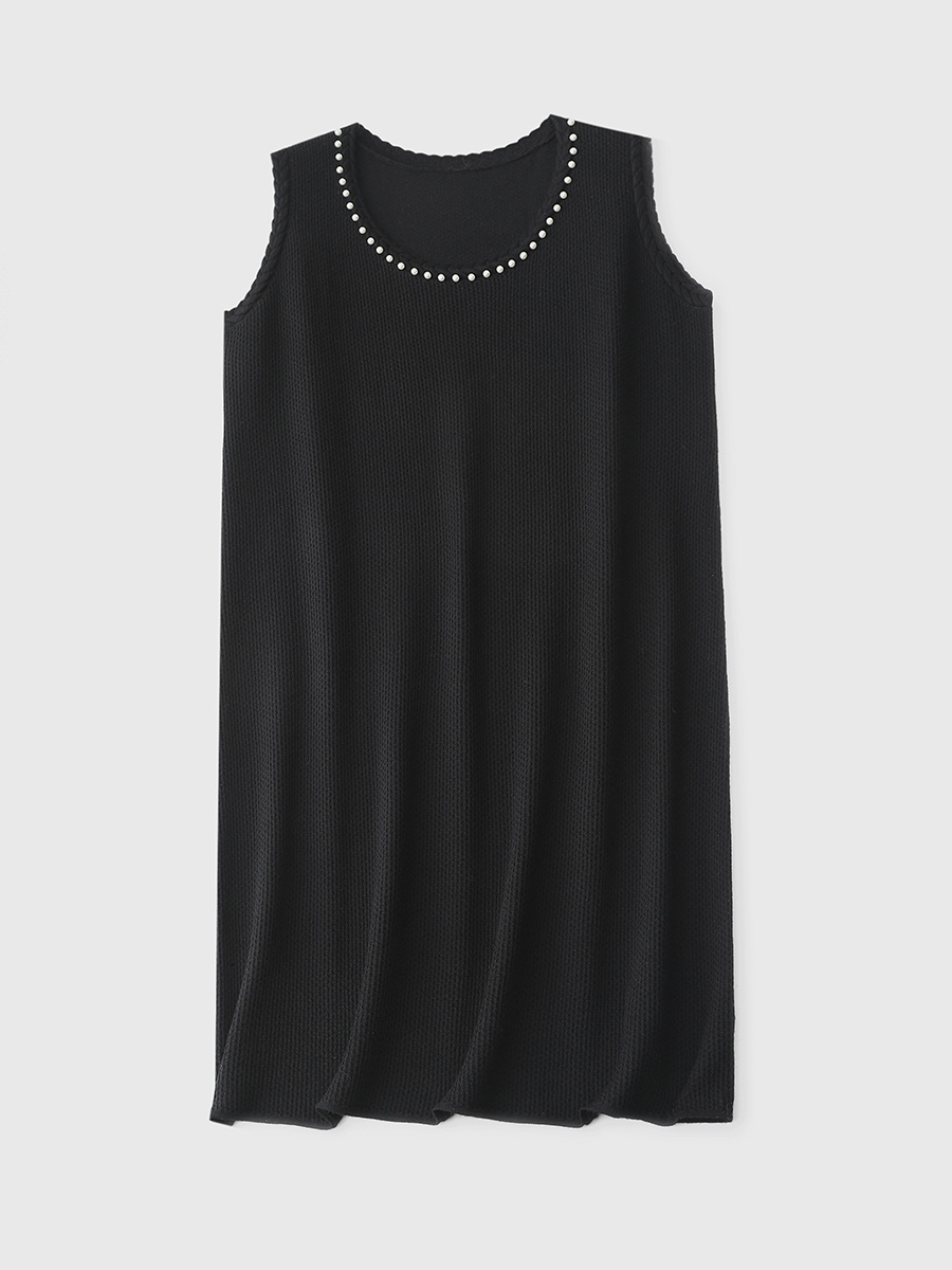 D2390 mulberry silk wool knitted dress Western-style age-reducing round-neck small fragrance sleeveless mid-length skirt
