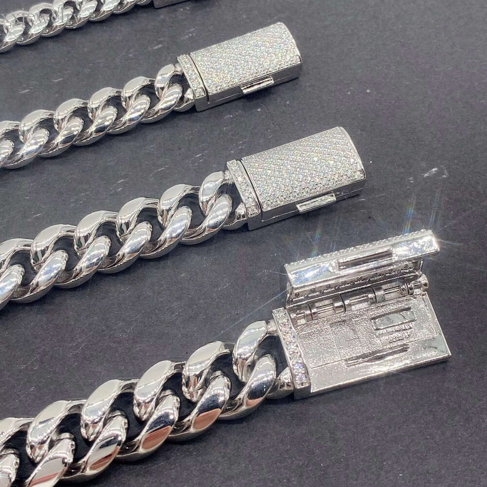 Wholesale Iced Out Cuban k Chain 8-10 mm Moissanite Sier Necklace for Men Hip Hop Gift 16K GOLD Platinum Plated