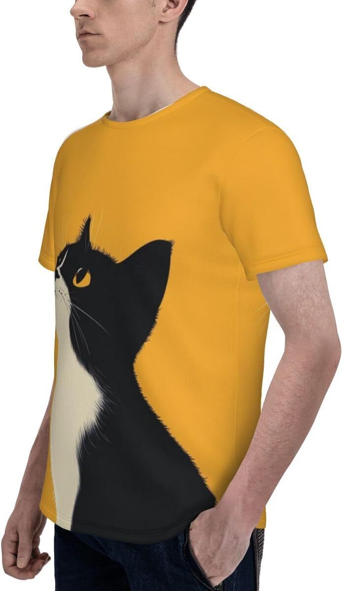 Mens T shirt Cow Cat Unisex 3D Pattern Printed T-Shirts Mustard Yellow Graphic Summer Short Sleeves Fashion Casual Tee Top tee Casual tops summer clot