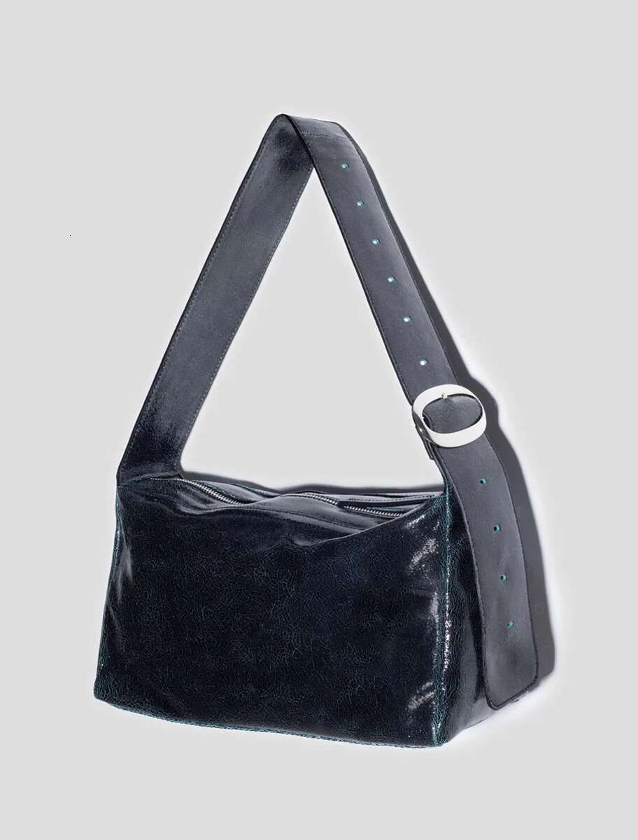 Women's Leather Crossbody Bag - Square Shape, hot Spanish Paloma Style, Teabag Design