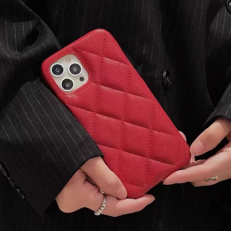 Caviar 14Promax Diamond Grid Small Fragrant Style iPhone 13 Case 12 Particle Leather 11 Fashion Classic Solid Color Explosive