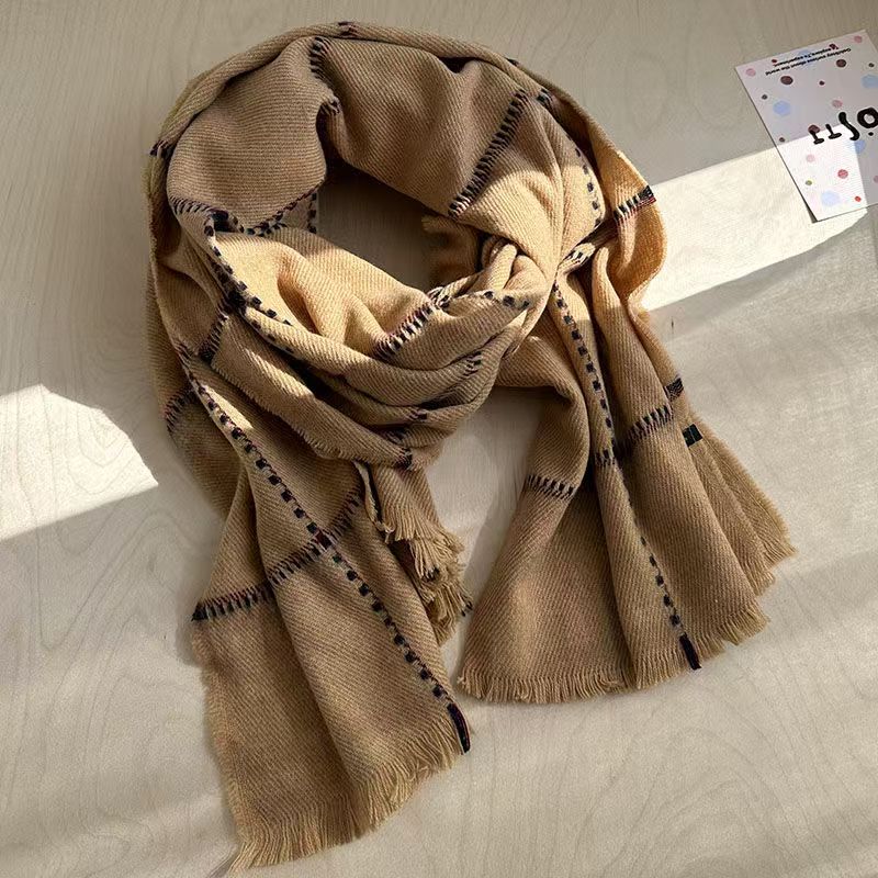 T248 autumn and winter new retro all-match winter senior men and women warm scarf student neck shawl