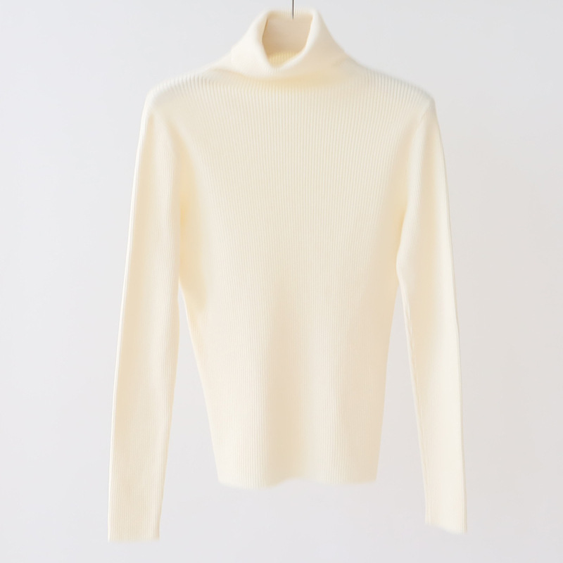 LWY308 Women's Wool Blend Pleated Pullover with Soft Half Turtleneck
