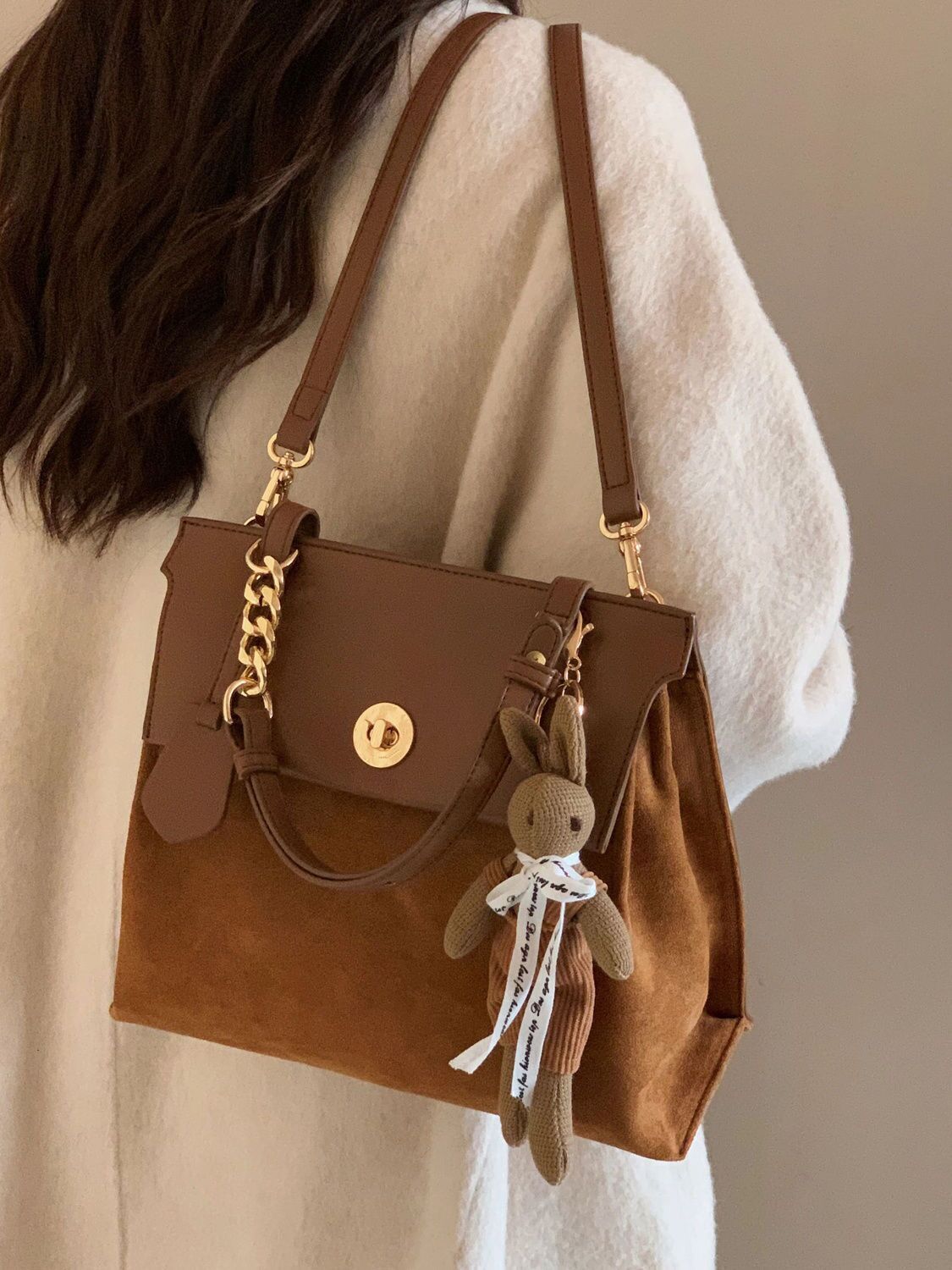 Spring And Summer Brown Suede Niche Western Style Backpack 2025 New Designer Fashion Women s Handheld Shoulder Chain Bag Wallet Crossbody Bag