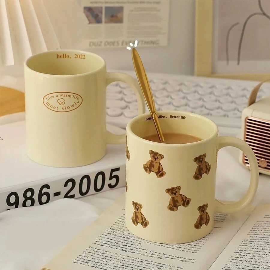 450ml Cute Bear Ceramic Cup Fun And Novel Gift For Ladies And Girls Coffee Cup Drinking Water Cup Y250307