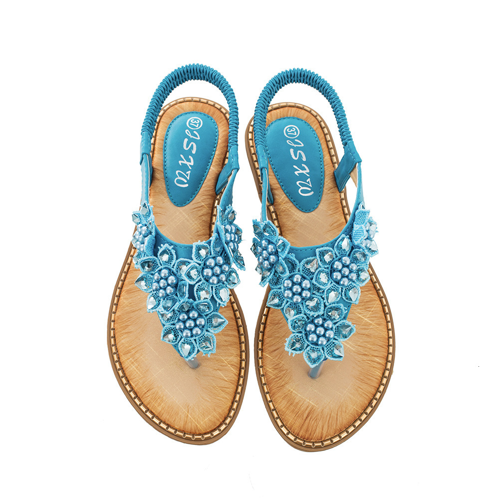 Designer Sandals 2025 Free Shipping Summer Women Sandals New Bohemian Style Handmade Flower Round Head Clip Shoe Fashion Fashion Slippers Outdoor Beac