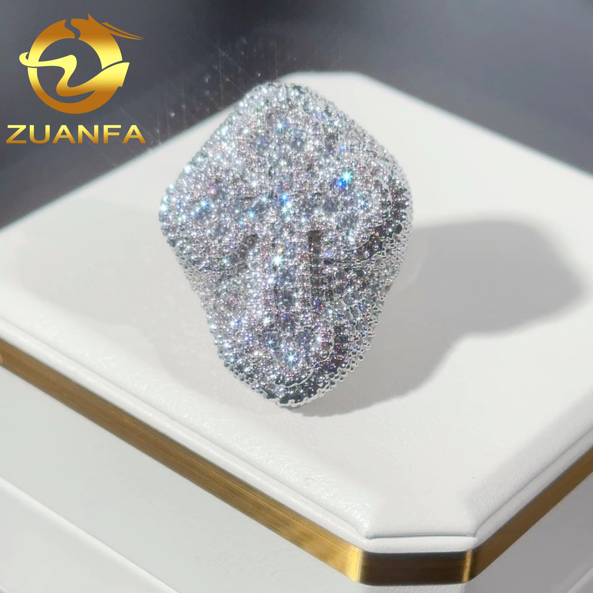 Trendy Iced Out Cross Moissanite Diamond Rings 925 Sterling Silver Hip Hop Ring Pass Diamond Tester Men Diamond Ring