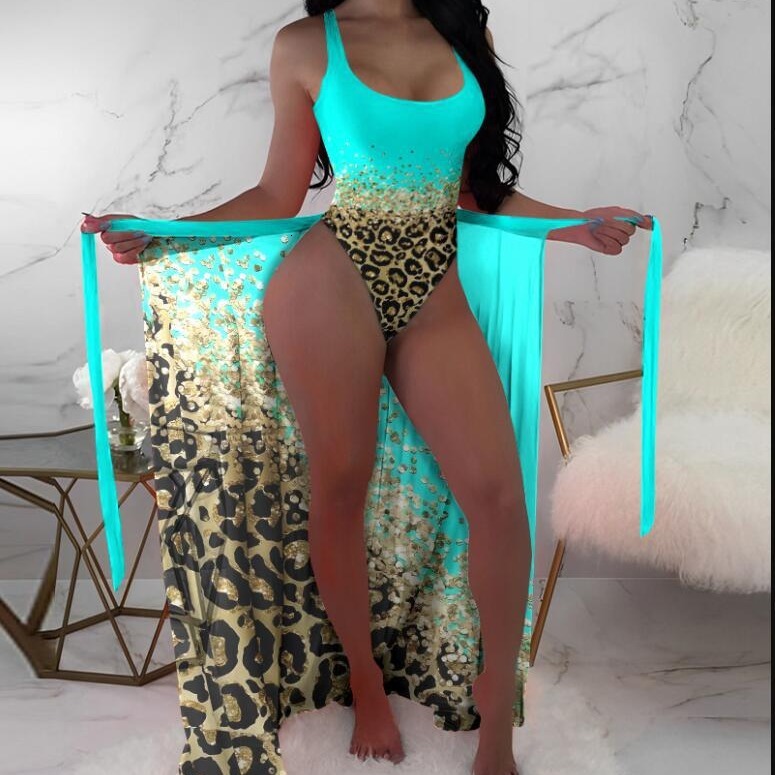 New One-piece Swimsuit Bikini Womens Swimsuit Multi-color Printed Swimsuit One-piece Mesh Bikini