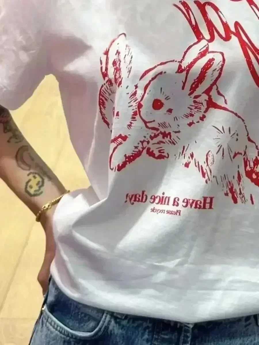 Women's T-Shirt 2025 Peach Pattern T-shirt Womens Summer Clothing Short-sleeved Plus Size T-shirt Top Tshirt Womens Casual T Shirt Strt Wear Y250