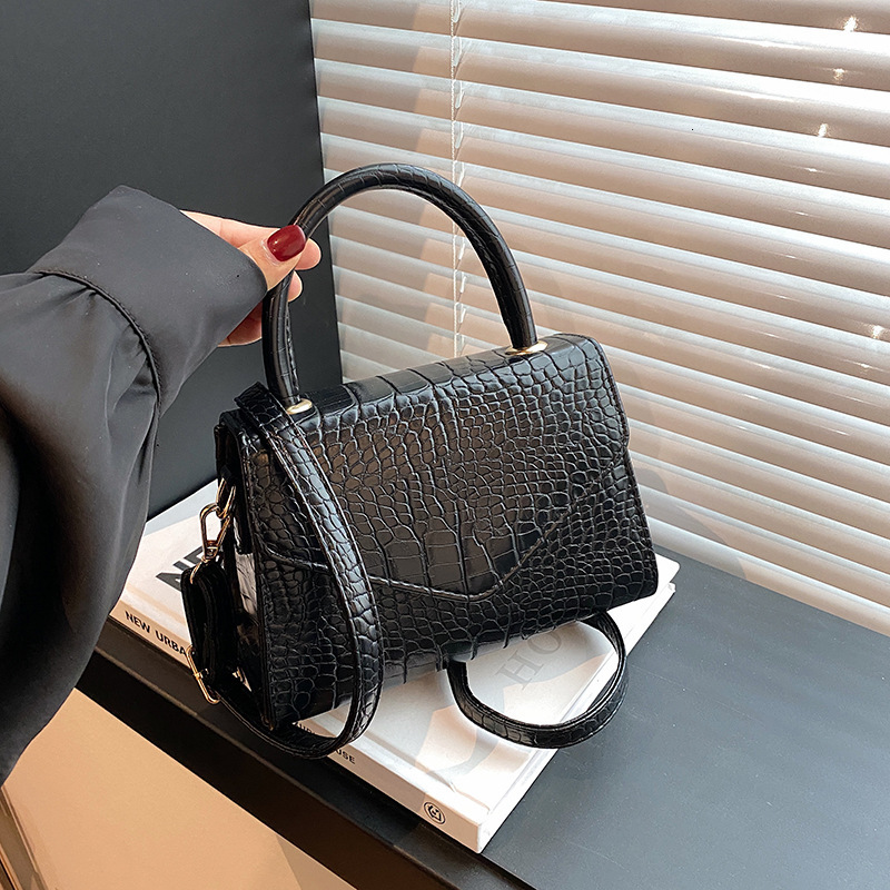 Laser Stylish Women s 2025 New Designer Fashion Niche Handheld Small Square Bag Temperament Multifunctional Wallet Single Shoulder High quality Crocod