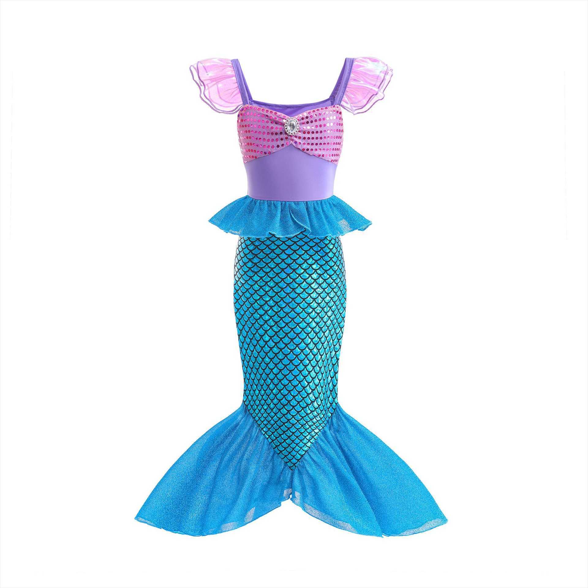 Girl's Dresses 2022 Halloween girls mermaid vest one-piece dress for childrens baby westernized sleeveless princess dress for babys long skirt Y2