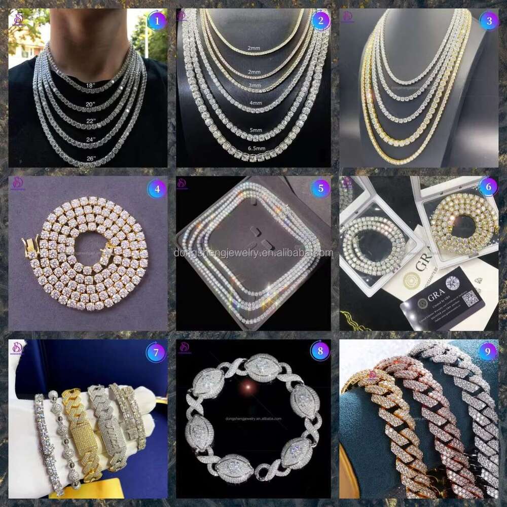Custom Vvs Moissanite Cuban k Fashion Jewelry Necklace Hip Hop Iced Out High Quality Sier Miami Chain