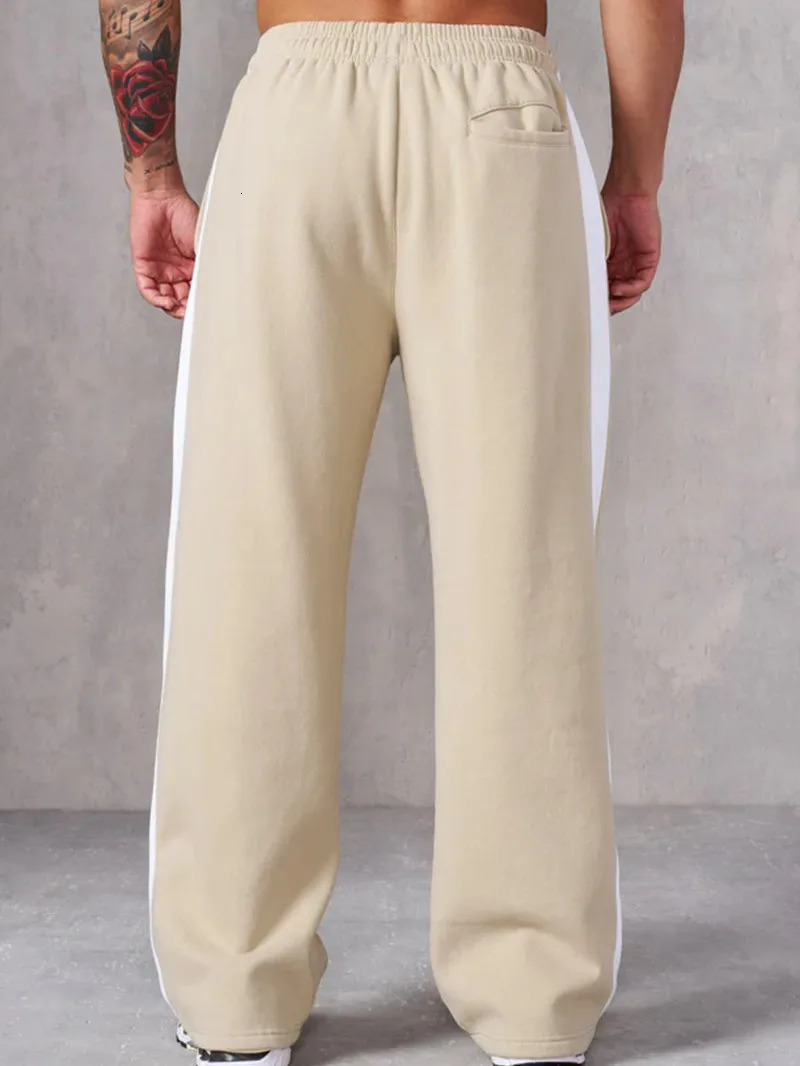 Jogger Couple Running Casual Breathable Splicing Pants American Fitness Sports Straight Leg Loose Wide Leg Blue Ball Pants 250305Z