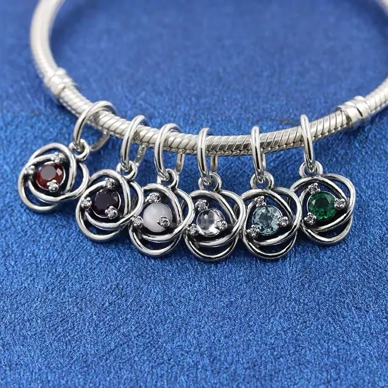 925 Sterling Silver Eternity Circle Dangle Charm Series Beads Suitable For Women DIY Bracelet Necklace Fine Jewelry Gifts