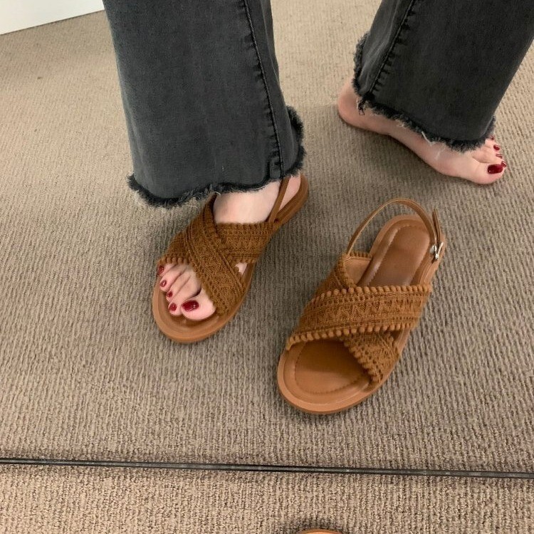 2025 Women Shoes New Cross Designer Sandals Herringbone Clamp Open Soft Bottom Flat Free Shipping Shoes Fashion Designer Women Slippers Outdoor Casual