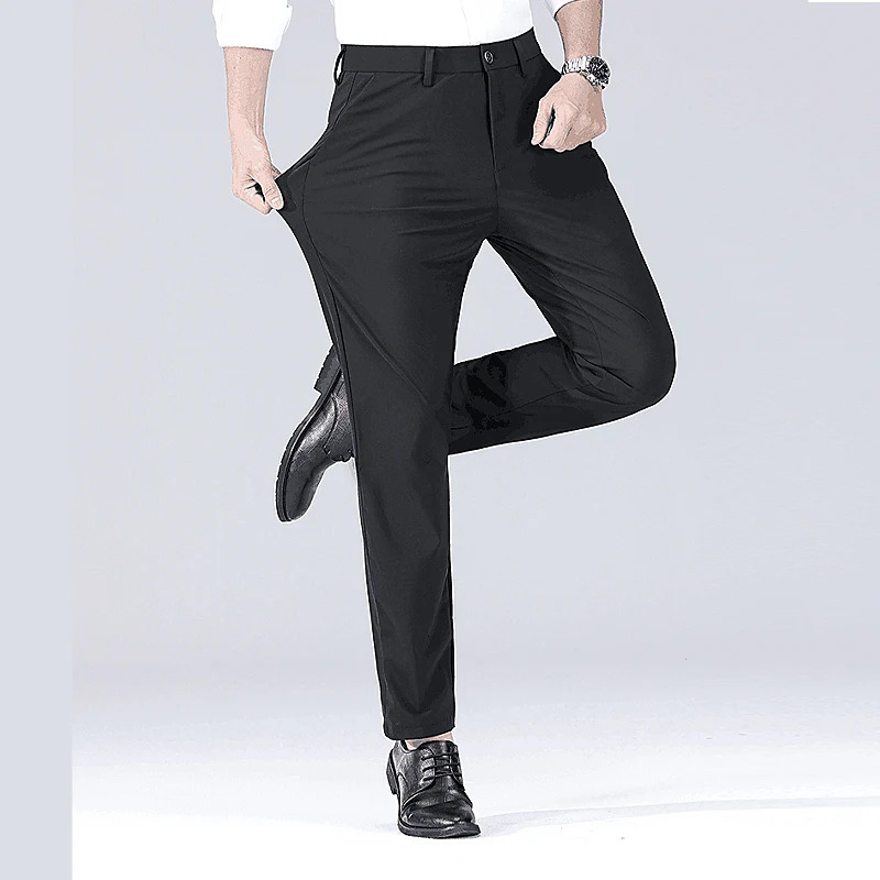 Mens smart casual pants elastic sports mens quick drying pants spring and autumn straight leg office black work pants 250305Z