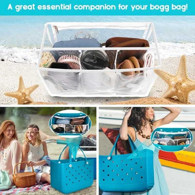 New Arrival XL Clear Divider Bogg Bag Accessories EVA Rubber Waterproof Shopping Basket Extra large Beach Pool Jelly Tote Bogg Bag Organizer T250307