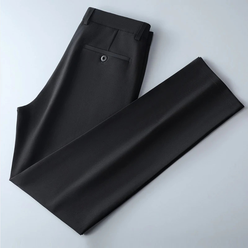 Mens smart casual pants elastic sports mens quick drying pants spring and autumn straight leg office black work pants 250305Z