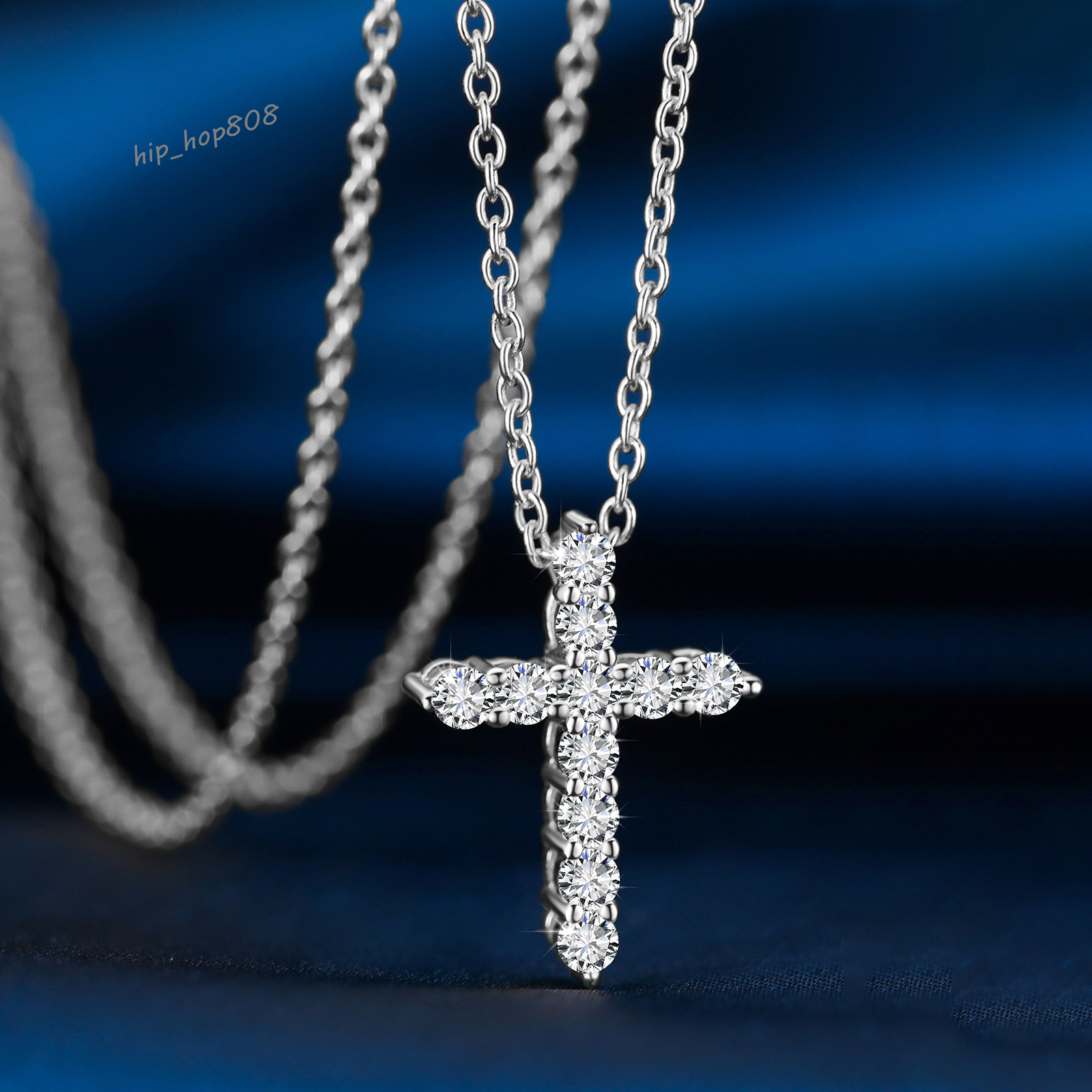 Fine Christian Jewelry Gift Gold Plated 925 Sterling Silver VVS Moissanite Diamond Cross Charm Pendant Choker Necklace Women Men