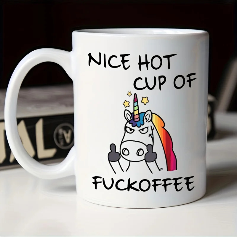 1pc 11oz Angry Unicorn Ceramic Coffee Mug Milk Tea Cup Insulated for or Cold Beverages Portable Office Cup Drinkware Gift 250304