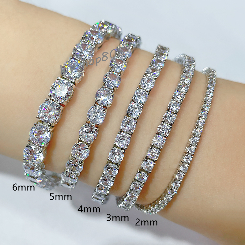 Wholesale White GRA Moissanite Tennis Chain Bracelet Popular 925 Silver Bracelet Hiphop Men Moissanite Bracelet
