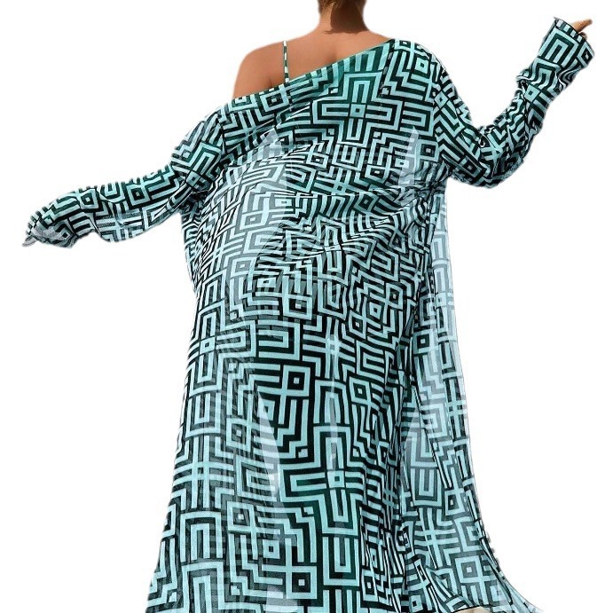 New Womens Split Swimsuit Cover Up Three Piece Set Gathered for Beach High Waisted Flat Angle Pants Swimming