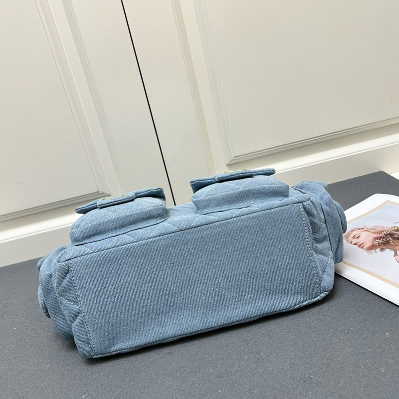 25c High Quality Shoulder Designer hobo Double Pocket Chain Leather Large Capacity Hippie Crossbody Bag Summer Blue Womens