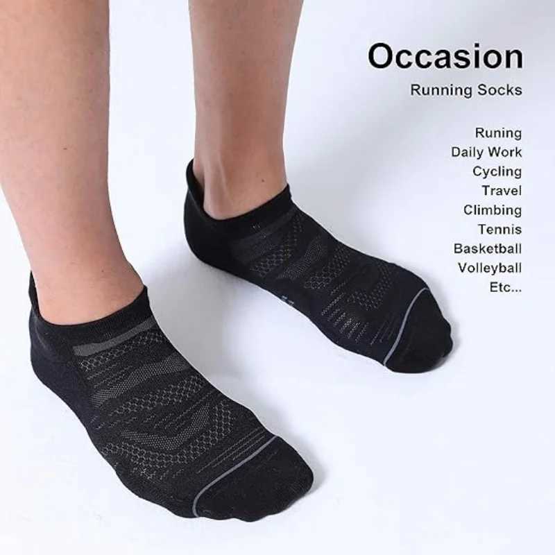 5 Pack Mens Running Ankle Socks with Cushion Low Cut Athletic Sport Tab SocksT250307