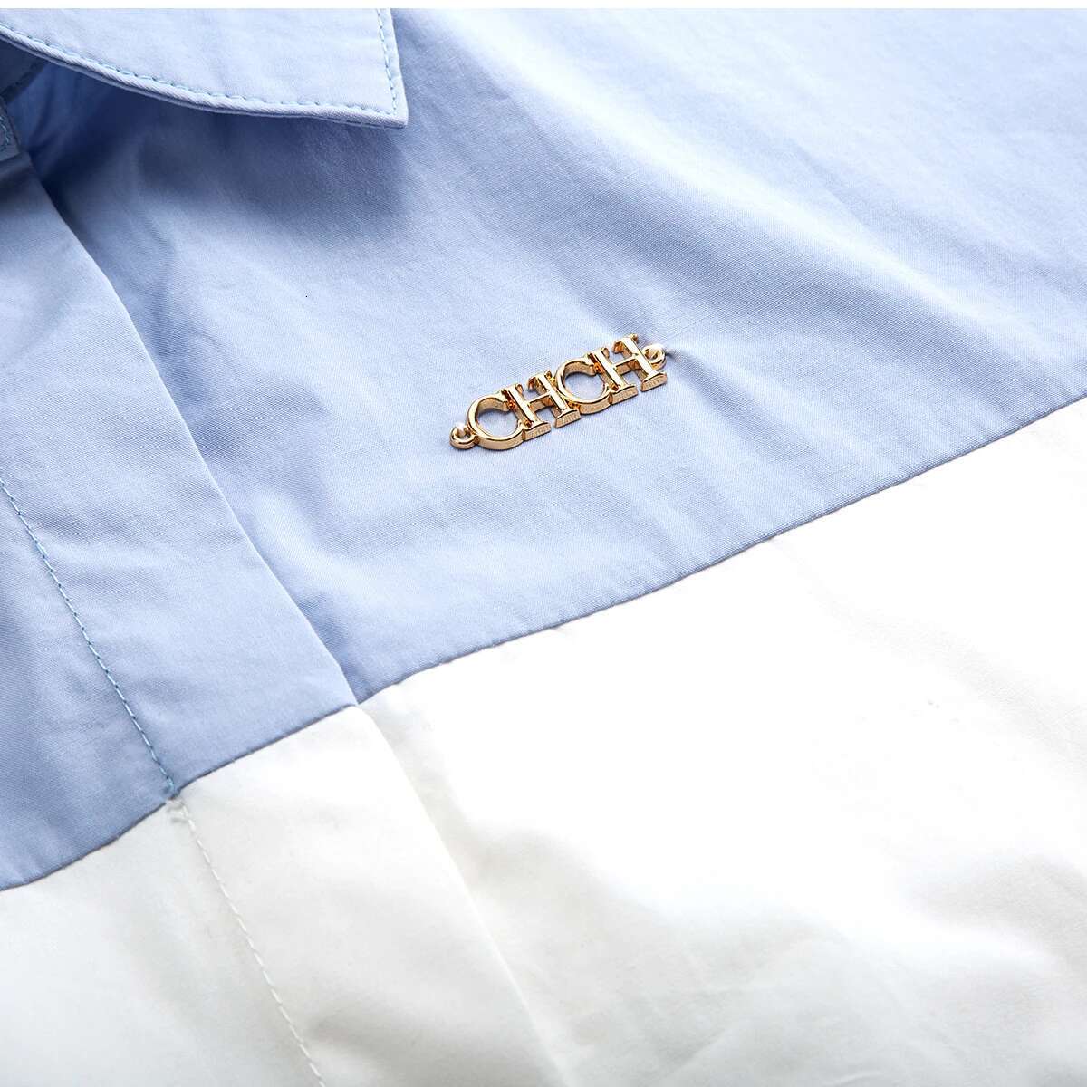 CHCH 2025 New High Quality Splicing Color Contrasting Long Sleeve Business Shirt Commuter Women's Wear
