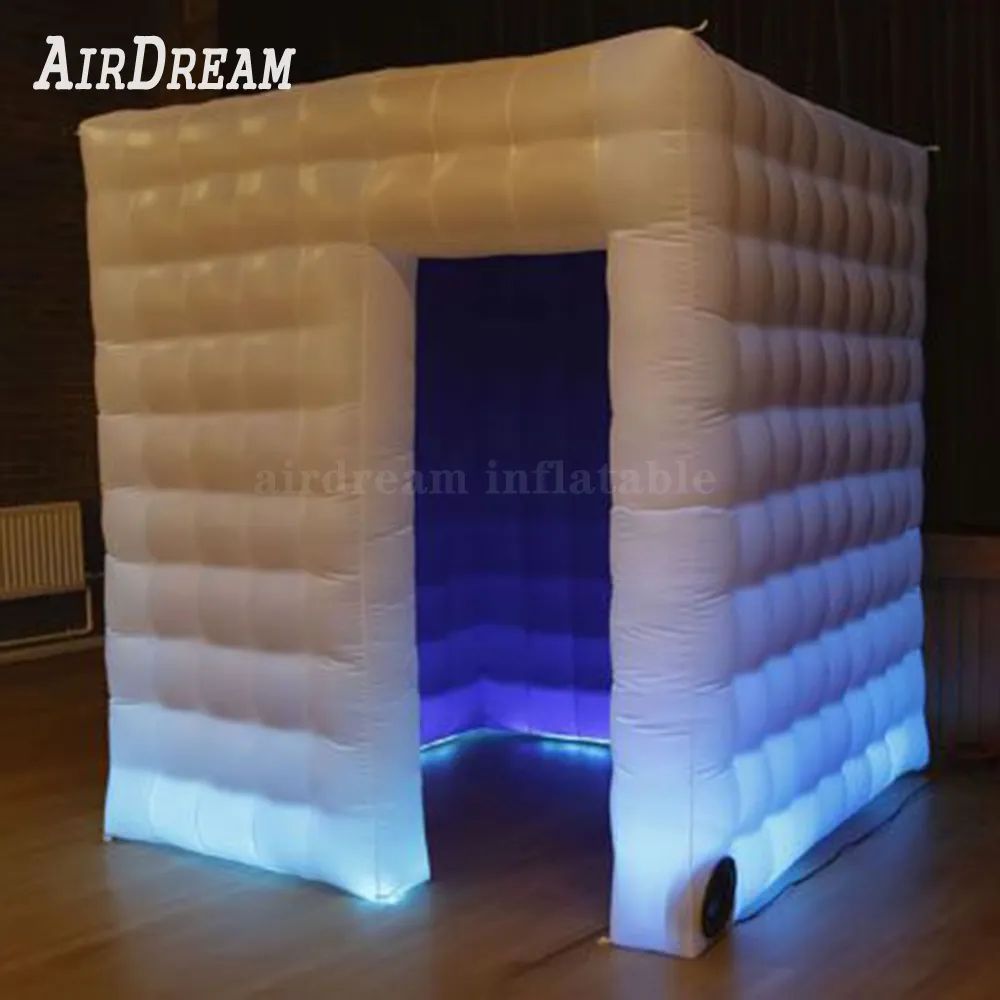 5mLx5mWx3.5mH (16.5x16.5x11.5ft) High quality Wholesale The Selfie Portable Inflatable Photo booth Cabin with Full LED Around Cube Photobooth For adve