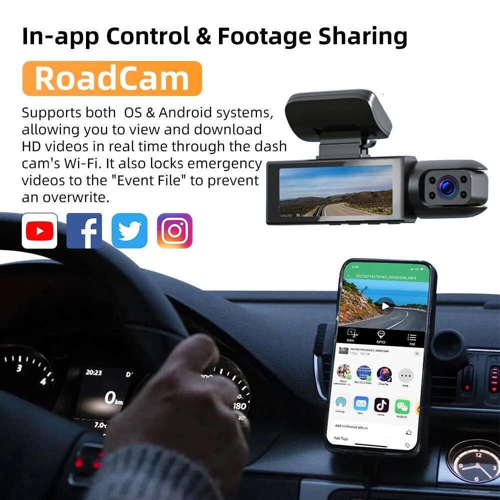 Update 1080P Wifi Dual Camera Dash Cam For Cars Front And Inside Car Camera With IR Night Vision Loop Recording Wide Angle Car DVR Tool