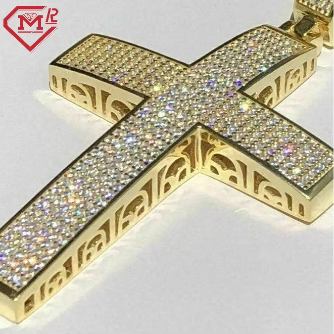 Hiphop Moissanite Cross Pendant 925 Sterling Silver Big Iced Cross Custom Vvs Moissanite Pendant