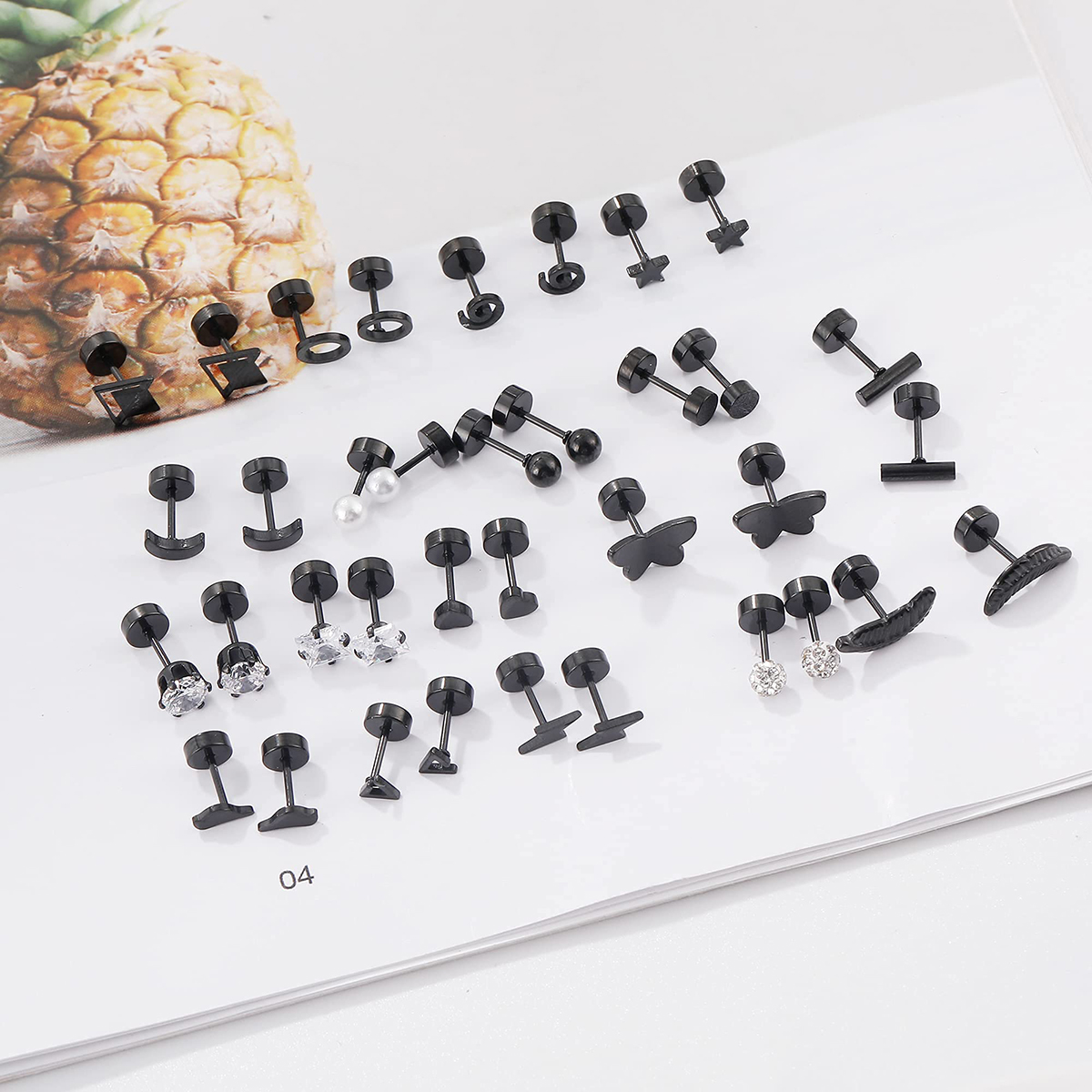 TUPMI 18 Pairs Women Hypoallergenic Flat Back Stud Earrings 20g Stainless Steel Earrings Sets for Men Tiny Unisex Screw Back Cartilage Earrings