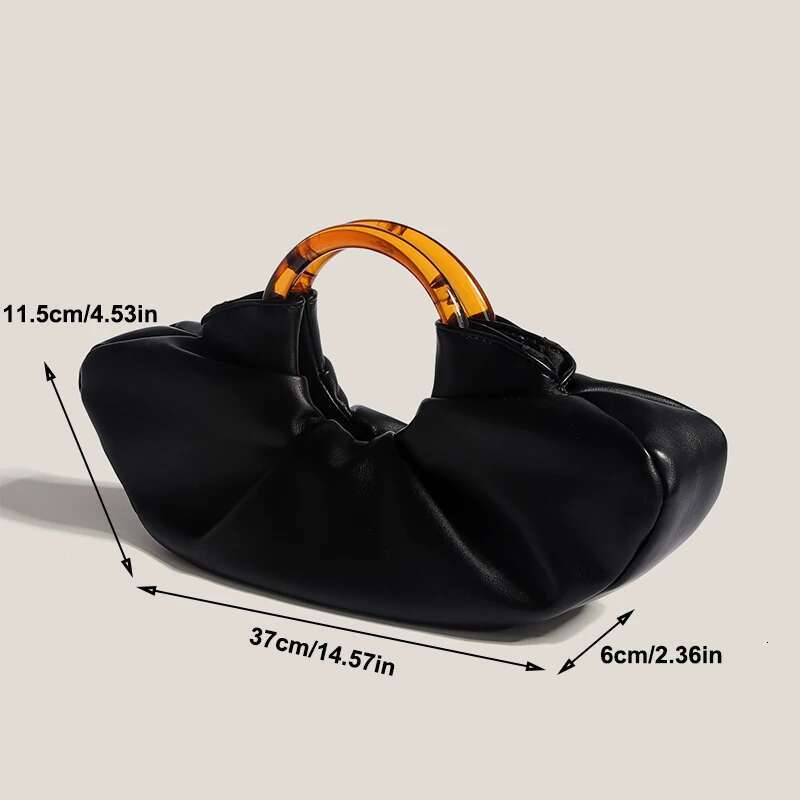 Fashion Tote Designer Handbags High Quality PU Leather Cloud Bag Special Round Amber Acrylic Handle Purse