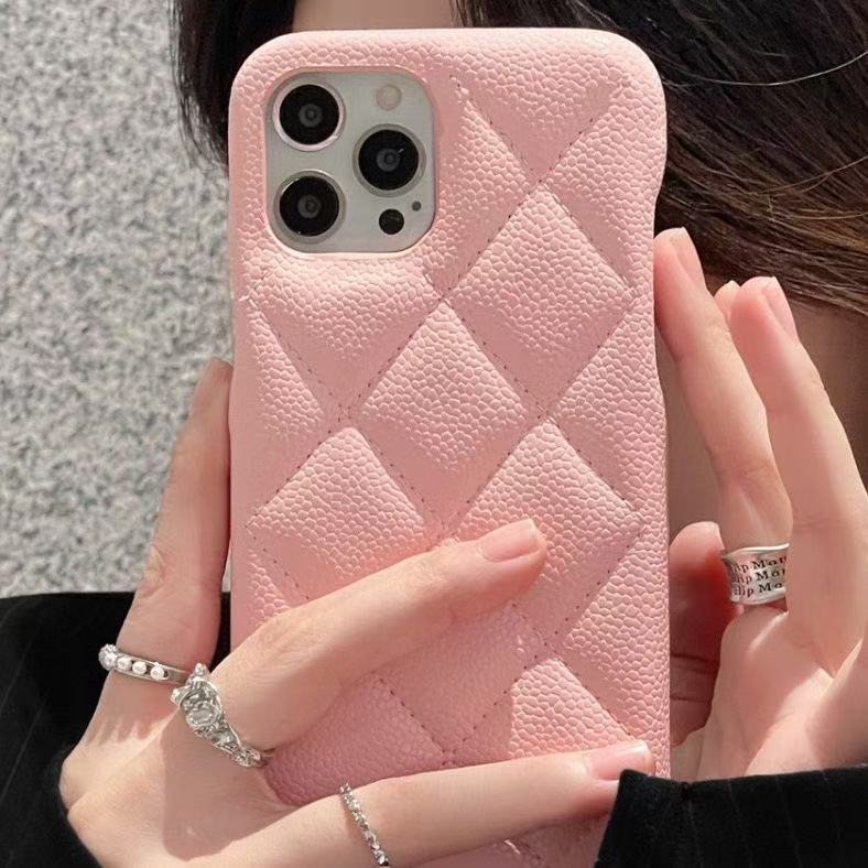 Caviar 14Promax Diamond Grid Small Fragrant Style iPhone 13 Case 12 Particle Leather 11 Fashion Classic Solid Color Explosive