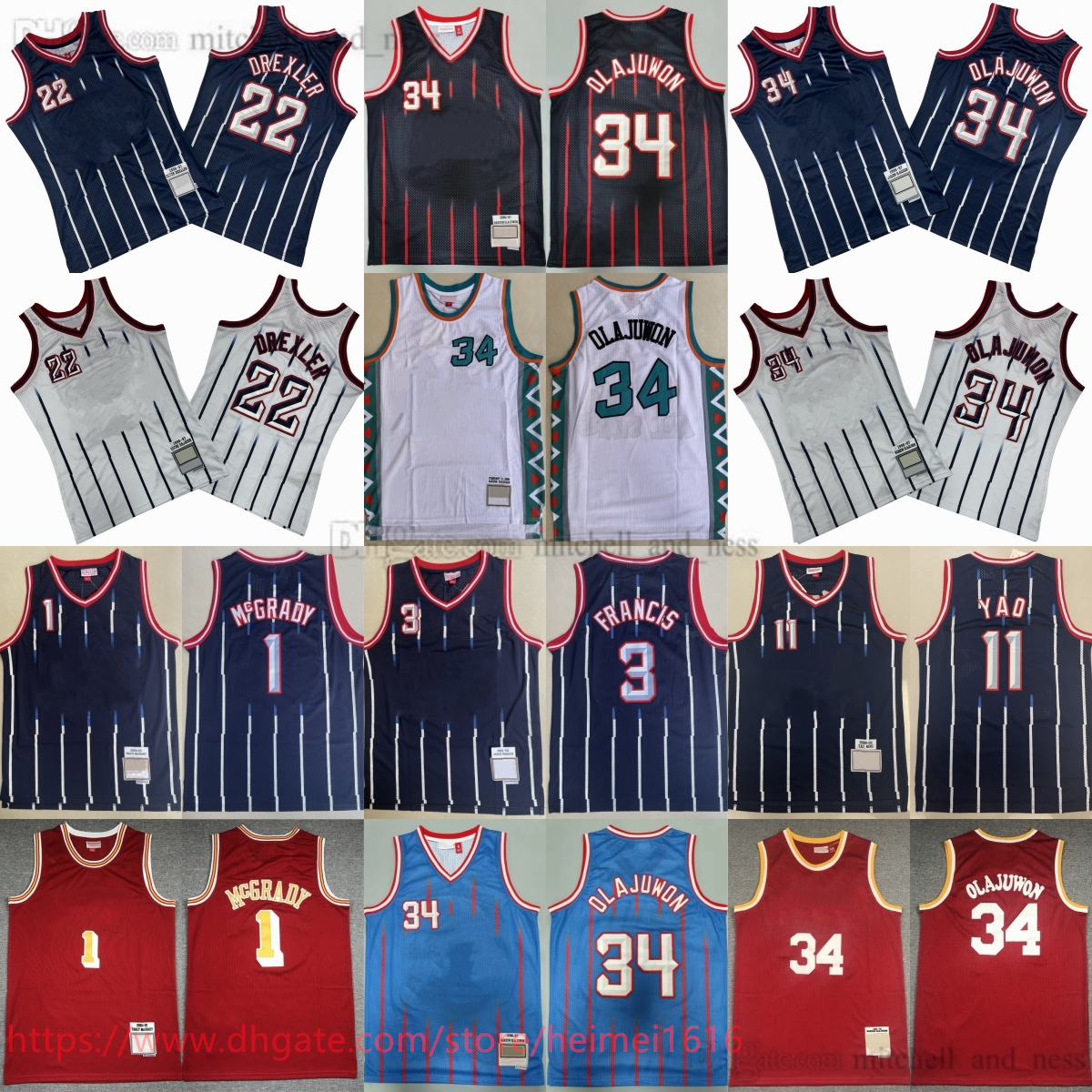 1996-97 Classic Retro Basketball 34 Hakeem Olajuwon Jersey Vintage Clyde Drexler Ming Yao Steve Francis McGrady Jerseys 1996 All-Star Breathable Sport Shirts