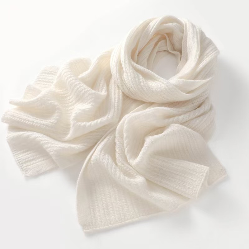 K071 Cashmere knitted twisted scarf for men and women cashmere shawl outer wear long cashmere neck scarf solid color all-match warm