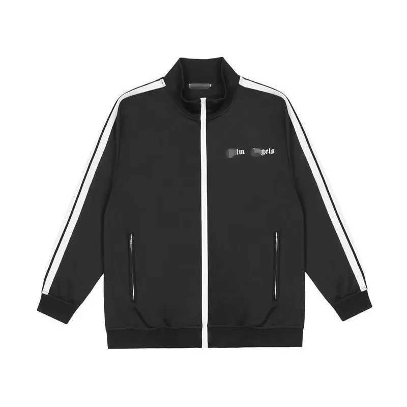 Men's Jackets Trendy Brand Mens Womens Couple Loose-Fit Sport Jacket Casual Black White Stripe Stand Collar Palm Tree Base Layer z250308