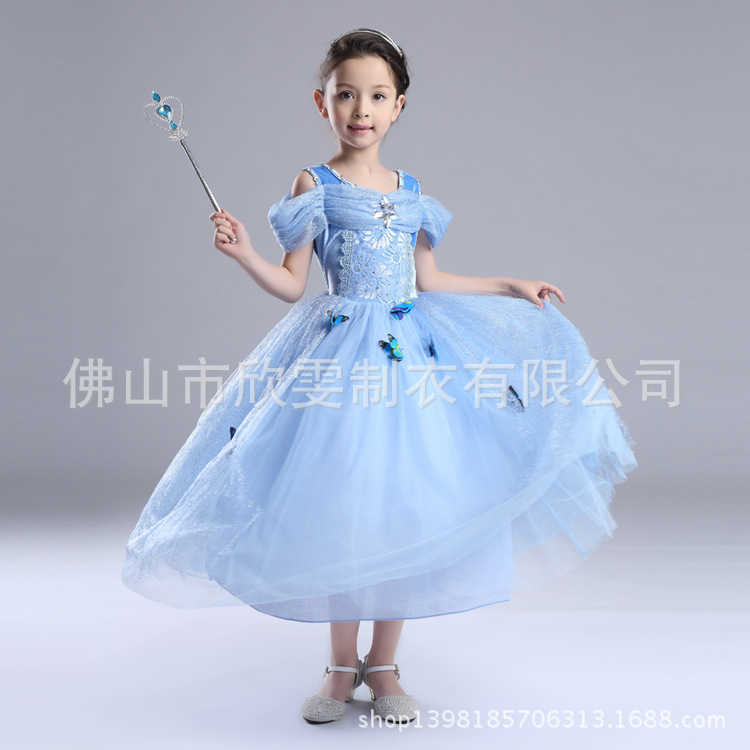 Girl's Dresses Snow and ice princess dress Cinderella show dress girls dress childrens performance Y250307RCEX