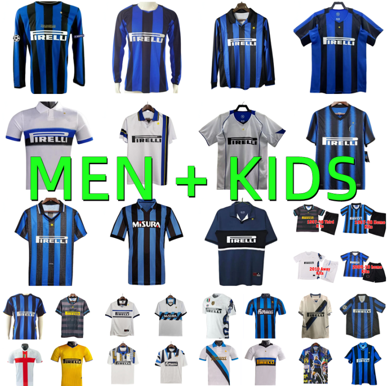 1995 1997 1998 1999 InTErS Retro Milans Soccer Jerseys 99 00 01 02 05 06 07 08 09 10 11 RONALDO MILITO SNEIJDER BAGGIO ZANETTI IBRAHIMOVIC Vinatge Football Shirt kids Kit