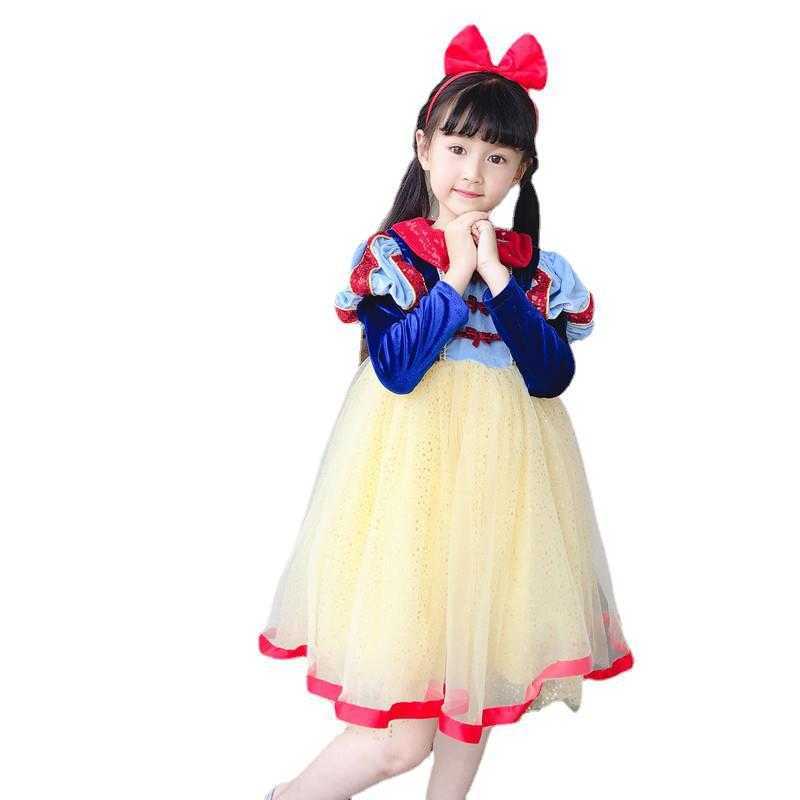 Girl's Dresses Snow White dress Spring and Autumn childrens trendy new style girls long sleeved fluffy gauze dress formal dress Y250307ED5K