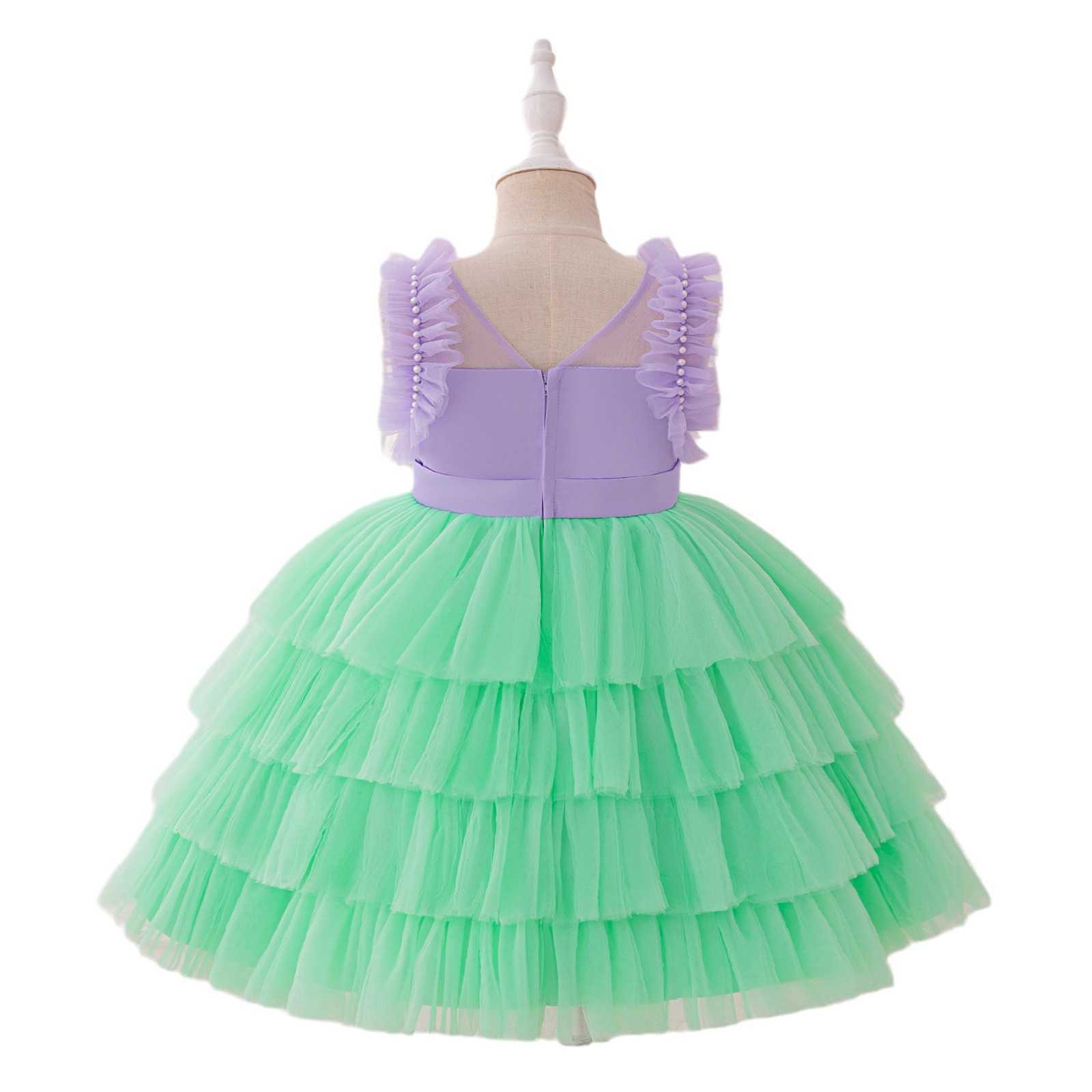 Girl's Dresses Mermaid Princess Dress Girls Summer New Style Childrens Strap Shell Dress Girls Puff Yarn Dress Y250307E938